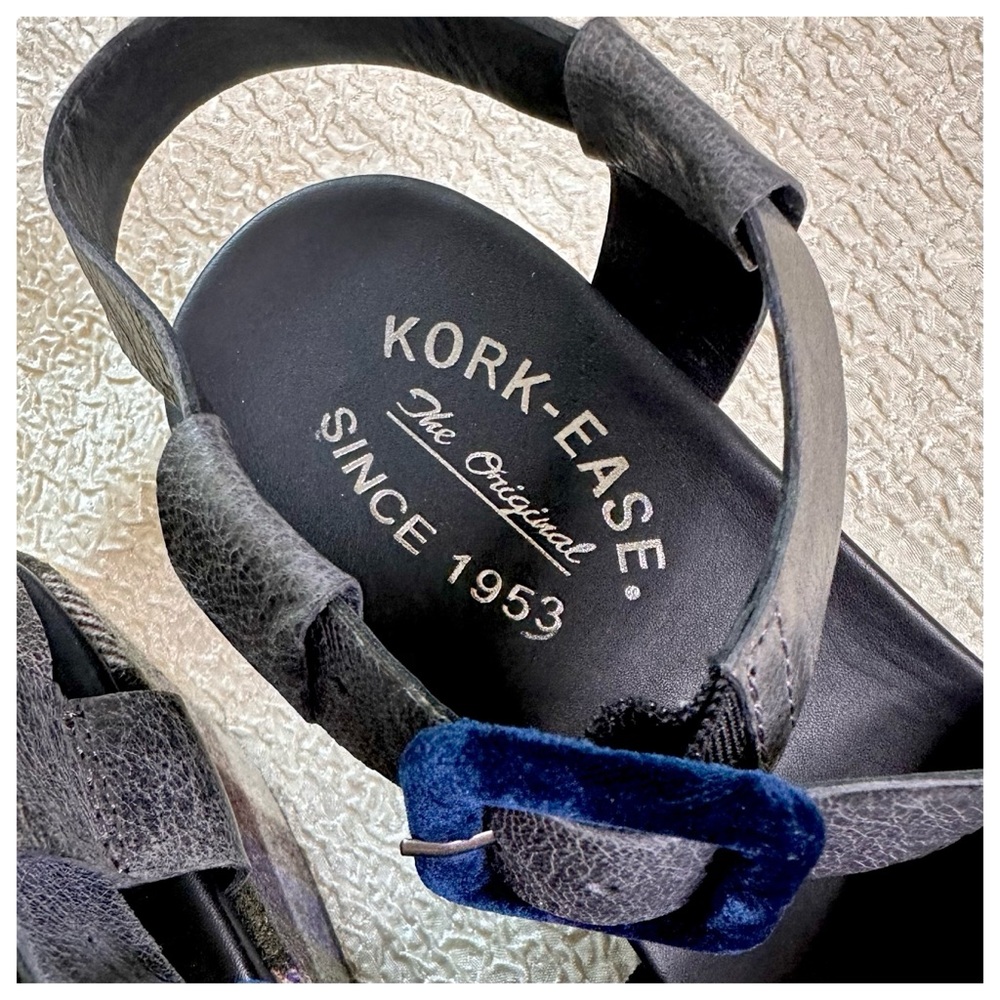 RARE Kork-Ease Plaid Platform Wedge with Velvet Detail & Buckle Strap 6 NEW - Picture 9 of 10